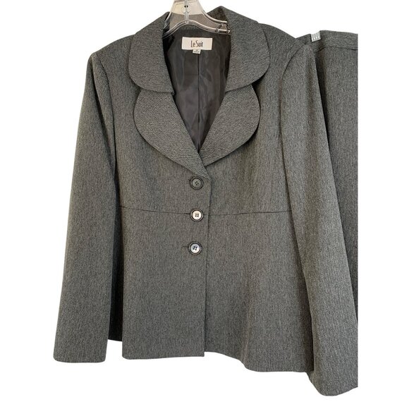 NWT Le Suit 18 Grey Herringbone 2 Piece Womens Suit Set Cuffable RDD10666 - Picture 7 of 11